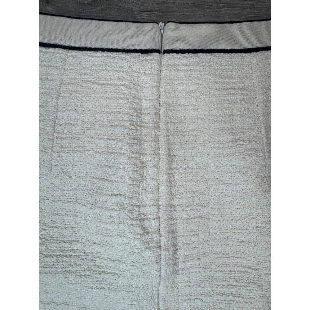 Cream Tweed Mini Skirt Contrast Trim Button Detail Parisian Style FR 36 - Picture 4 of 7